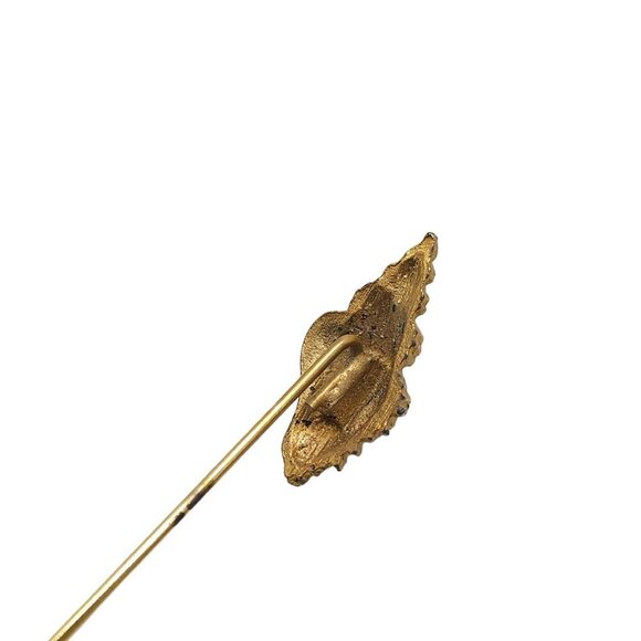 Textured Conch Shell Hat Lapel Stick Pin Gold Tone Vintage - Picture 4 of 5